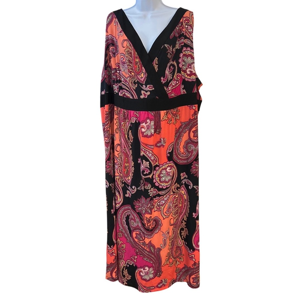 Catherines Maxi Dress Boho Paisley Psychedelic Summer 5X  Resortwear Maximalist